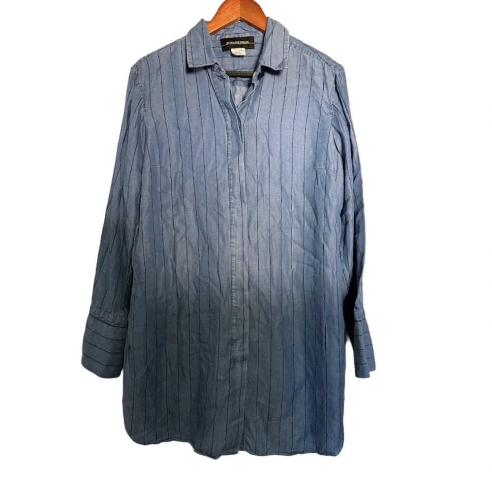 By Malene Birger Womens Denim Button Down black stripes Size 36 Small - Picture 2 of 9
